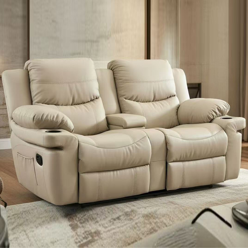 Kožené čalúnené manuálne polohovacie kreslo Loveseat
